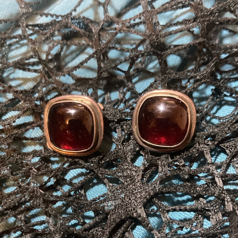 Elegant Gold And Red Earrings - image 2